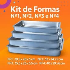 Kit Formas Assadeiras 4 Peças - N1 N2 N3 N4 Retangular Alta Alumínio