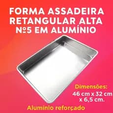 Forma Assadeira Retangular Alta Nº5 em Alumínio – Bolo, Torta e Sobremesa (1, 3 ou 5 Peças)