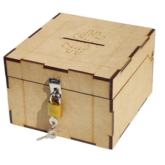 Cofrinho Porta Dinheiro Bau Cofre Caixinha Caixa E Cadeado