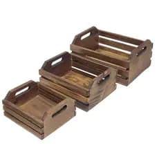 Caixote De Madeira Tipo Caixa De Fruta Feira Kit 3 Unidades