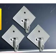 KIT2 Conjunto de 3 ganchos de aço inoxidável com adesivo e parafusos. GAN-3003