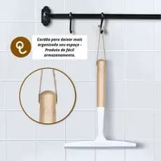 Rodinho de Pia e Vidros com Cabo de Bambu e Borda de Silicone WL-2455