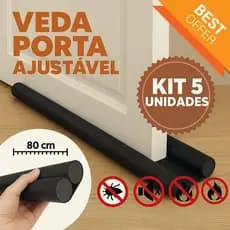Kit 5 Veda Porta  AJUSTÁVEL Proteção de Porta Rolinho Impermeável Duplo 80cm Comprimento