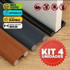 Kit 4 Veda Porta AJUSTÁVEL Proteção Protetor de Porta Impermeável Rolinho Duplo 80cm Comprimento