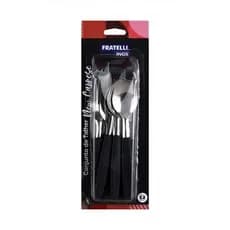 Conjunto Talheres 12 Pecas Inox Preta Moderno Resistente Duravel Design Elegante