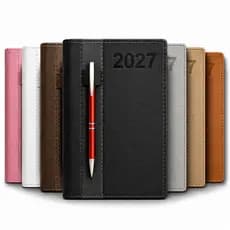 Agenda 2027 Planner A5 Executiva 360 Folhas Diária Couro Anual Com suporte de Caneta Controle Gestão