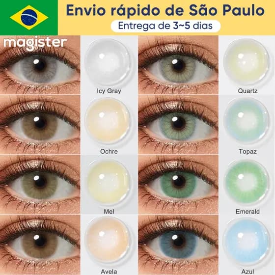 Magister Lentes De Contato Coloridas 14.0 mm Natural Sem borda Lente um par Brasil envia entrega rápida