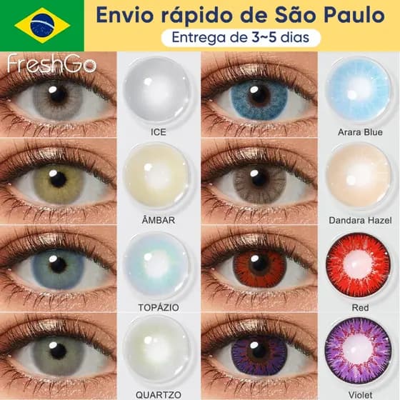 Freshgo Lentes De Contato Coloridas  2 Peças Contatos para olhos grandes Fabricado na Coreia enviar caixa premium