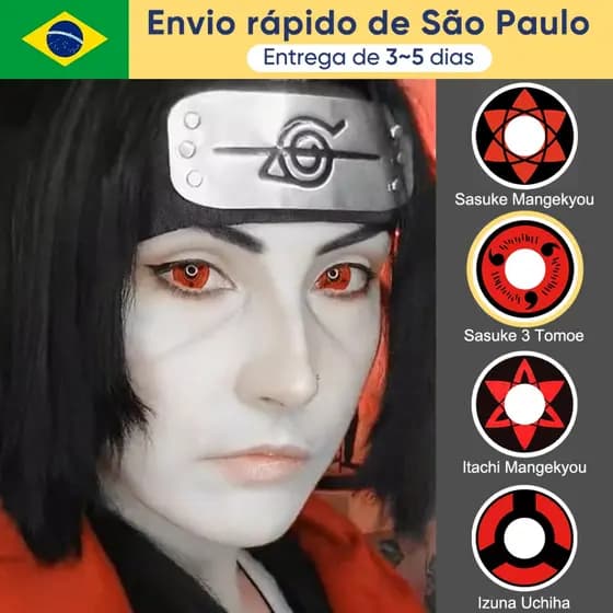 Pseyeche Lente De Contato14MM/14.2MM Cosplay Anime para Halloween Sharingan 1 Par Envio De São Paulo