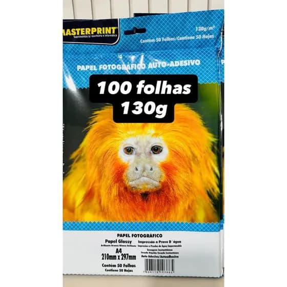 Papel Fotográfico Adesivo 130g A4 Glossy Masterprint 100 Fls