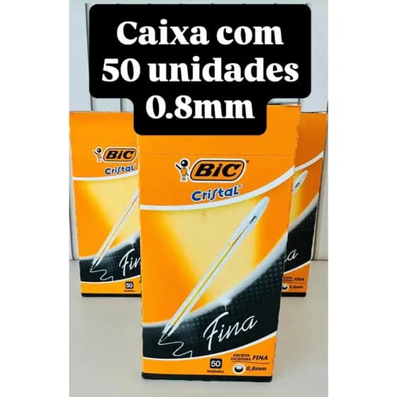 Caneta Bic Cristal Ponta Fina 0.8 C/50 Unids