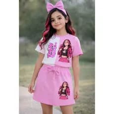 - Conjunto Infantil Juvenil Feminina Blusa e Short Saia  Casual Estampa  EMILY VICK  tamanhos 2 a 14