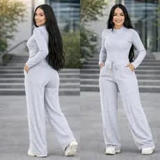 Conjunto de Lãnzinha Cropped Manga Longa e Calça Inverno