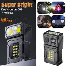 Lanterna De Chaveiro, Luz De Trabalho Portátil Recarregável USB Super Brilhante Clipe De Chapéu À Prova D'água