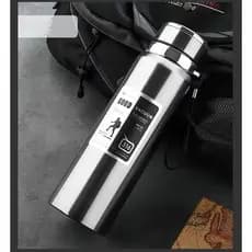 Garrafa 1000ml Inox Térmica Com Infusor Prata De Água Café Parede Dupla Com Alça