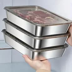 Conjunto de recipientes de armazenamento de alimentos de aço inoxidável durável de 2 peças