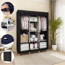 Organizador de roupas portátil de guarda-roupa dobrável com guarda-roupa multifuncional com zíper