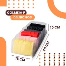 Colmeia Organizadora Gaveta P 10x15x40 100% Transparente - 6 divisões
