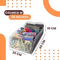 Colmeia Organizadora Gaveta M 10x20x40 - 100 Transparente- 6 Divisões Camisetas, Shorts Tactel, Roupas de academia.