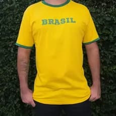 Camisa Brasil Unissex 100% Algodão Gola em Ribana 2x1 fio penteado 30.1