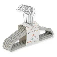 Cabide De Veludo Infantil Cinza Kit Com 10 Unidades - Oikos Cinza