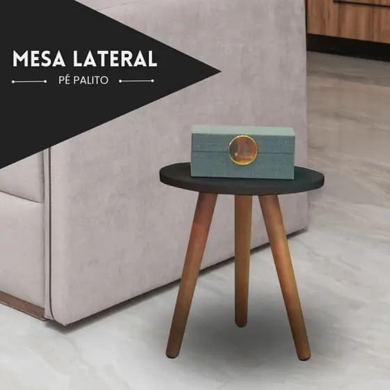 Mesa De Apoio Lateral Redonda Pes De Madeira Mesa De Sala