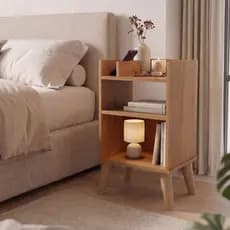 Mesa de Cabeceira Para Quarto Com Prateleira Nicho Decoração Moderna Pés Resistentes Organizador