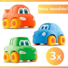Kit 3 Carrinhos Vinil Macio Para Bebes - Coleção Carros Baby Start Soft Em Vinil