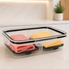 Organizador De Geladeira Porta Frios 700ML Herméticos 4 Travas Vedação Resistente Com Divisória