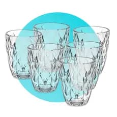 Jogo 6 Copos Baixos Diamond 300ml Vidro Grosso Diamante Luxo