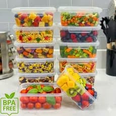 Conjunto 12 Potes 750ml Reutilizável para Marmita Fitness com Travas para Microondas Freezer Livre de BPA