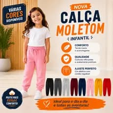 Kit 4 Calças Moletom Peluciado Infantil Com Punho Menina Inverno Creche Escola