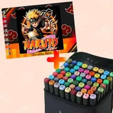 Kit Livro De Colorir Na ru to 50 Folhas 180g Canetinhas 24/36/48