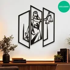 Kit 3 Quadros Justiça de Parede Mulher Decoração Cabeceira e escritório Decorativos sala mdf