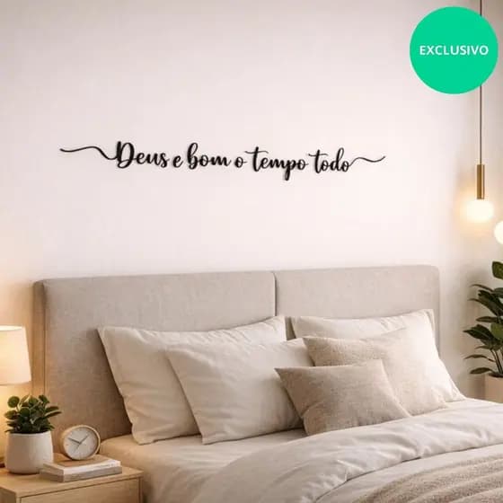 Frase Deus É Bom O Tempo Todo Decoração Religiosa Minimalista Cabeceira de parede Sala