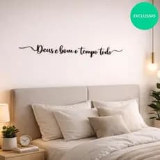 Frase Deus É Bom O Tempo Todo Decoração Religiosa Minimalista Cabeceira de parede Sala
