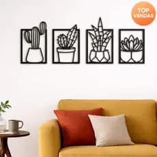 kit 4 quadro Cactos de Parede  Decorativo Sala Cactos Cabeceira plantas decoração natureza