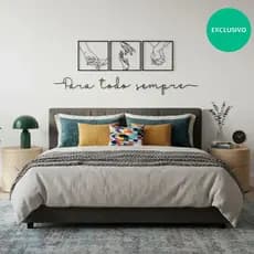 kit 3 quadros Mãos decorativo sala + Frase Para Todo Sempre Decoração Minimalista Parede Cabeceira