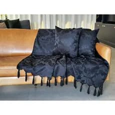 Xale Manta Sofá Jacquard Preto 1,80mx1,40m