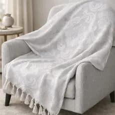 Xale Manta Sofá Jacquard Cinza Claro 1,80mx1,40m