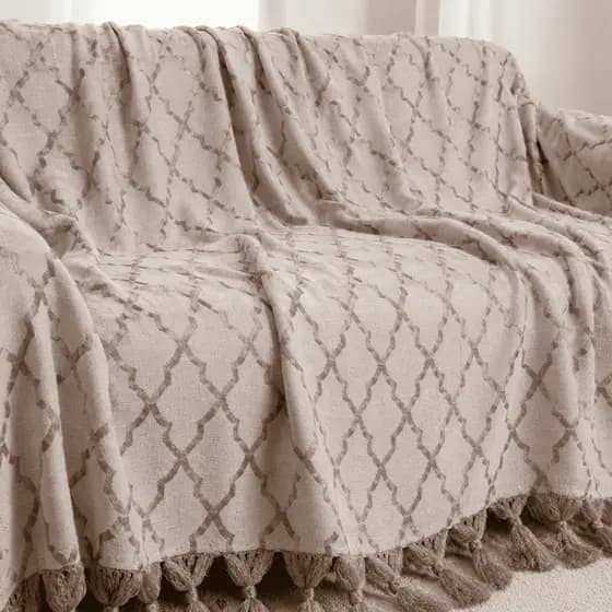 Manta Para Sofá Gigante 4,00x2,80 Xale Retrátil Jacquard Cobre Sofá Grande Luxo