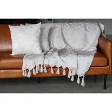 Xale Manta Sofá Jacquard Off White 1,80mx1,40m