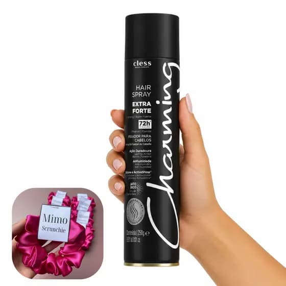 Laque Fixador Hair Charming Extra Forte Jato Seco 400ml Uso Profissional Penteados