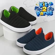 Kit 2 Pares Tênis Calce Fácil Leve Confortável Infantil Menino