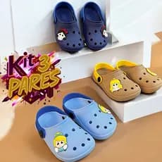 Kit 3 Pares Sandália Babuche Princesas Para Meninas