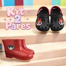 Kit 2 Pares Sapato Galocha Infantil Premium Leve e Anti-Derrapante