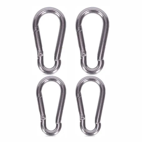 Kit 4 Mosquetão Aço Carbono 8cm 8x80 Trava Simples Academia Suporta 230kg