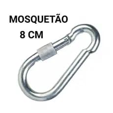 Kit 2 Mosquetão 8cm 8x80 Trava Roscada Academia Profissional Suporta 230kg S/Olhal