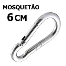 Kit 5 Mosquetão Aço Carbono 6cm 6x60 Trava Simples Suporta 120kg