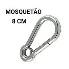 Kit 2 Mosquetão Aço Carbono 8cm 8x80 Trava Simples Suporta 230kg Academia Esportes Musculação treino Pet Com Olhal